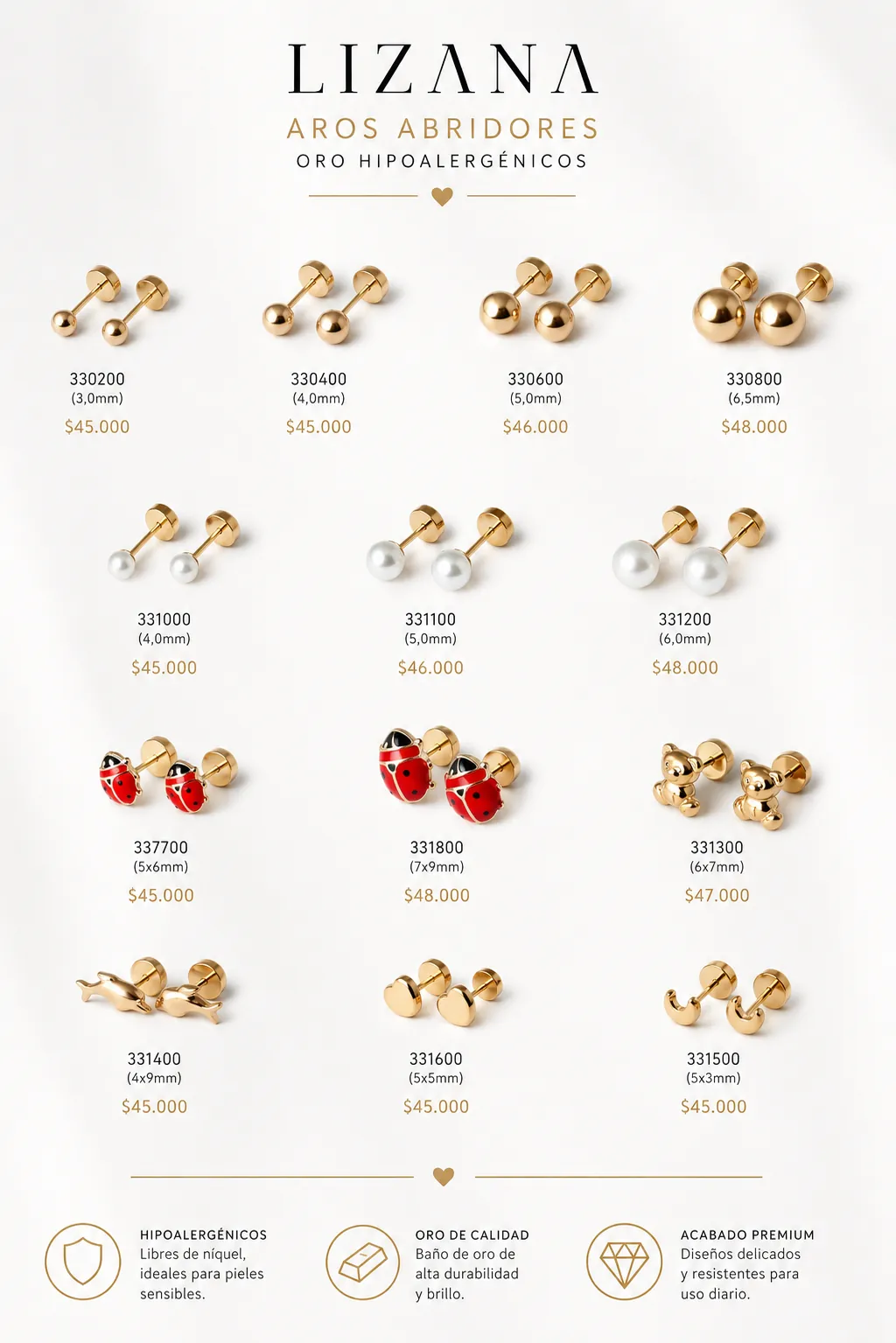 Aros abridores de Oro 14K — Joyas Lizana