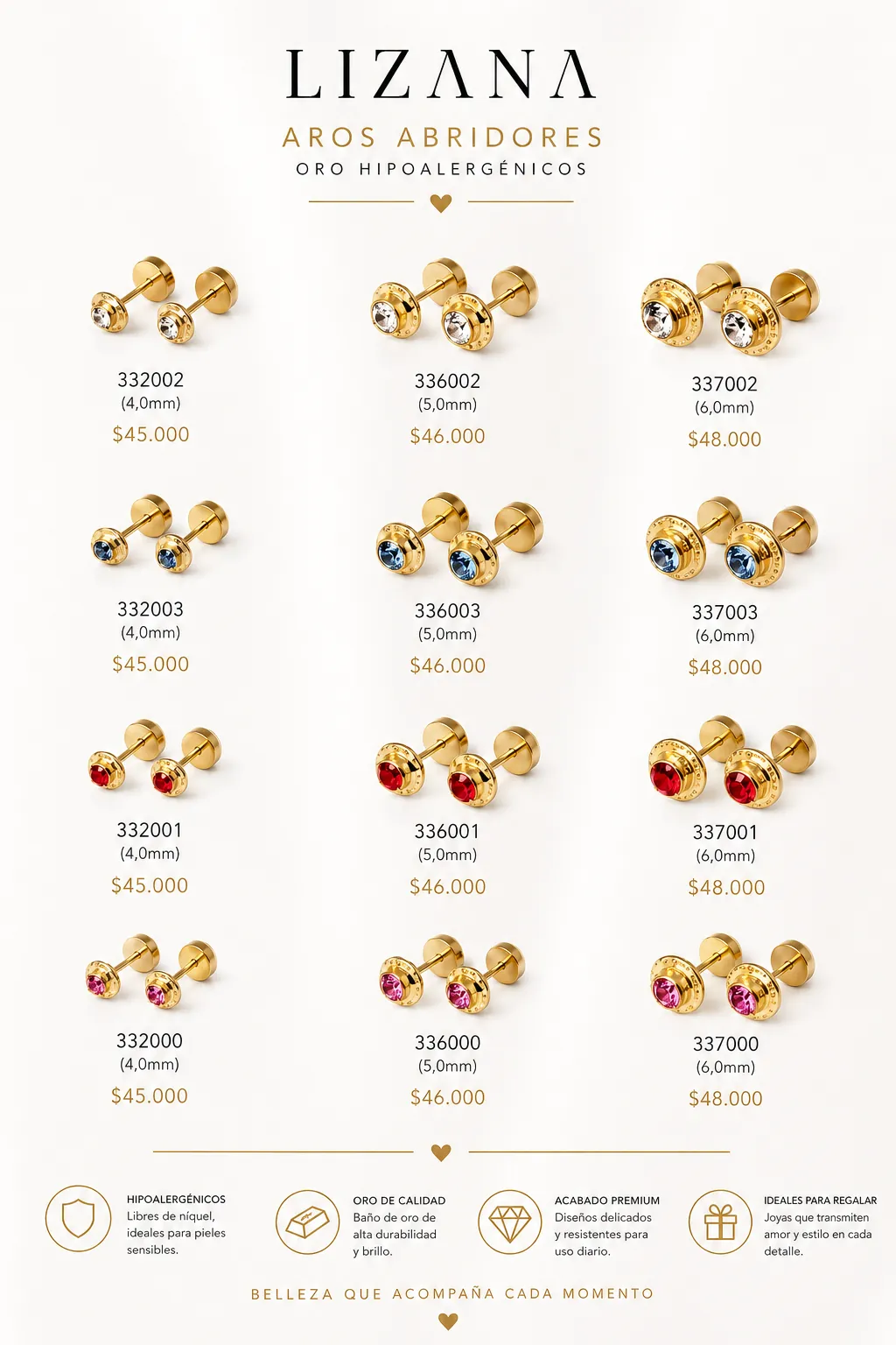 Aros abridores de Oro 14K — Joyas Lizana